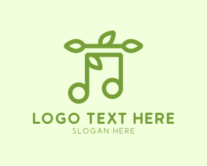 Quarter Note - Musical Note Leaves logo design