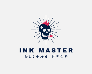 Rose Punk Skull Tattoo logo design