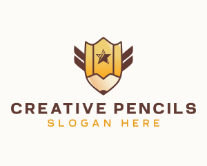 Pencil Shield Academy logo design