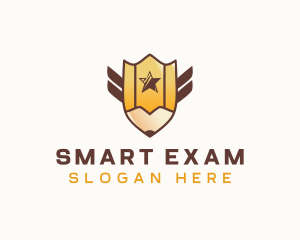 Exam - Pencil Shield Academy logo design
