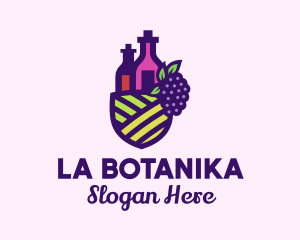 Wine Bottle - Grape Winery Farm logo design