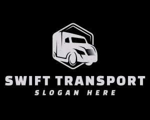 Truck Transportation Hexagon logo design