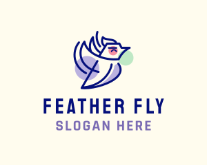 Flying Blue Jay Bird logo design