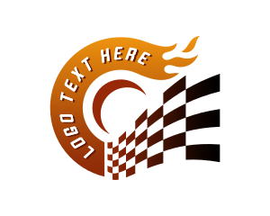 Fifties - Racing Flag Flame logo design