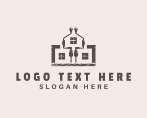 L Square - Brown Tools Construction logo design