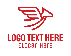 Winged - Red Pegasus Monoline logo design