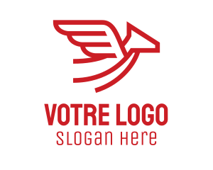 Wing - Red Pegasus Monoline logo design