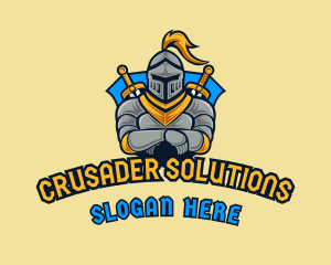 Crusader - Knight Gaming Shield logo design