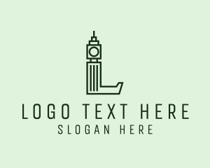 Clock - Clock Tower Letter L logo design