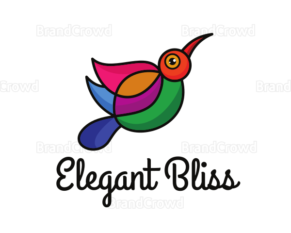 Colorful Hummingbird Outline Logo