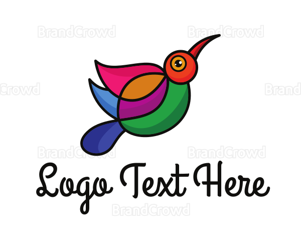 Colorful Hummingbird Outline Logo