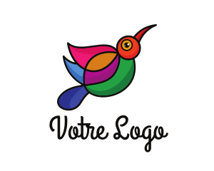 Wing - Colorful Hummingbird Outline logo design