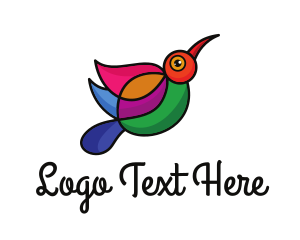 Nail Spa - Colorful Hummingbird Outline logo design