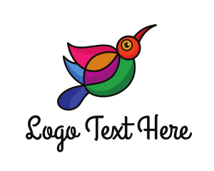 Colorful Hummingbird Outline Logo