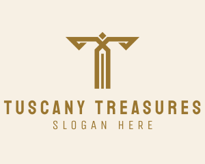 Gold Luxury Letter T logo design