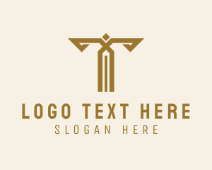 Gold Luxury Letter T Logo