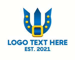 Greek - Blue Trident Belt logo design