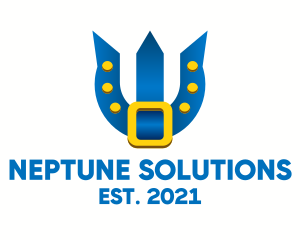 Neptune - Blue Trident Belt logo design
