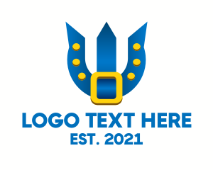 Jeans - Blue Trident Belt logo design