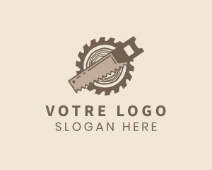 Saw Blade Log Carpentry Logo