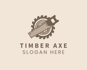 Saw Blade Log Carpentry logo design