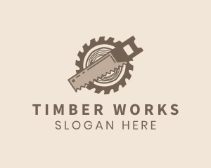 Saw Blade Log Carpentry logo design