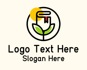 Learning - Flower  Rose Bookmark logo design