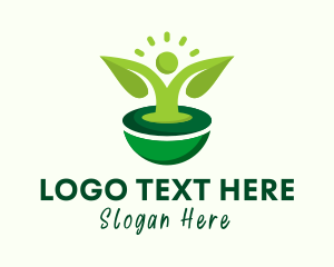 Seedling - Human Leaf Sustainability logo design