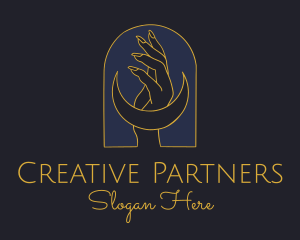 Mystic Lunar Moon Hand logo design