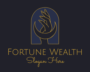 Fortune - Mystic Lunar Moon Hand logo design