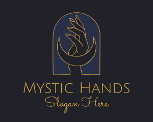 Palmistry - Mystic Lunar Moon Hand logo design