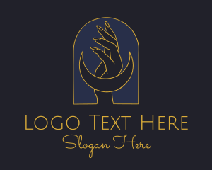 Palm Reading - Mystic Lunar Moon Hand logo design