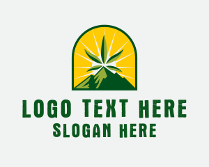 Weed - Marijuana Mountain Sunrise logo design