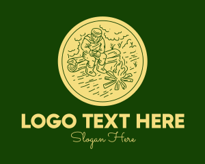 Traveler - Forest Campfire Man logo design