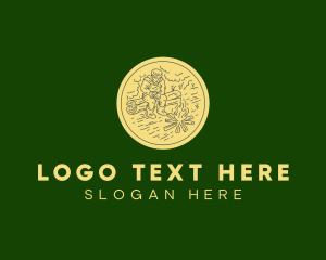 Log - Forest Campfire Man logo design