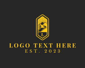 Destination - Luxurious Mountain Camping Hexagon logo design