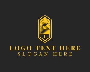 Luxurious Mountain Camping Hexagon Logo