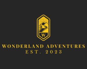 Luxurious Mountain Camping Hexagon logo design