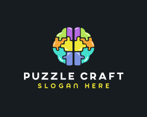 Brain Jigsaw Puzzle logo design