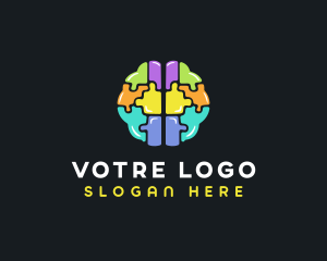 Childcare - Brain Jigsaw Puzzle logo design