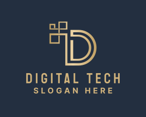 Digital Tech Letter D logo design