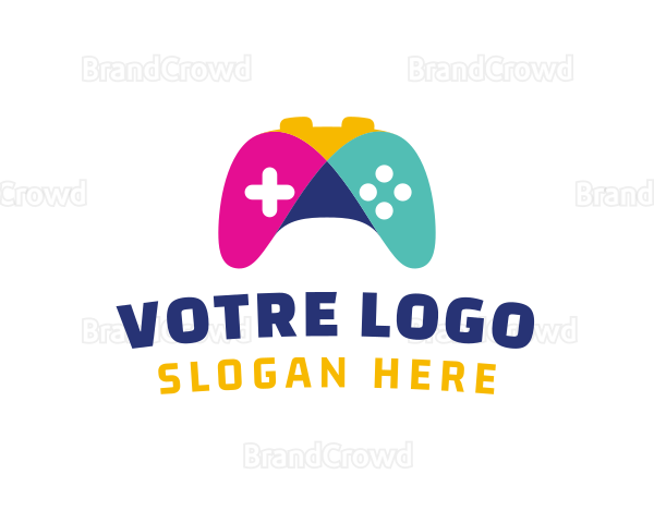 Colorful Mosaic Controller Video Game Logo