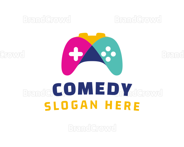 Colorful Mosaic Controller Video Game Logo