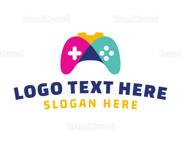 Colorful Mosaic Controller Video Game Logo