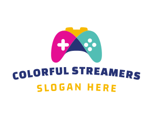 Colorful Mosaic Controller Video Game logo design