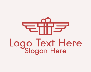 Present - Flying Gift Monoline logo design