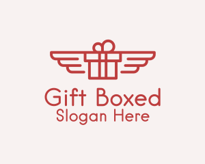 Present - Flying Gift Monoline logo design