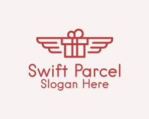 Parcel - Flying Gift Monoline logo design