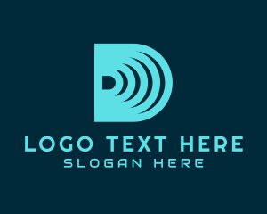 Teal - Tech Soundwave Letter D logo design