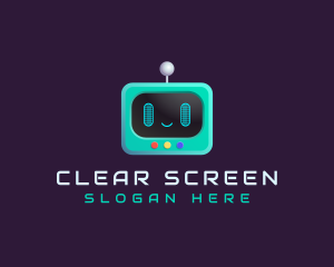 Screen - Cute Robot TV Screen App logo design